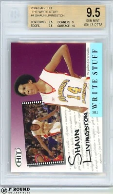 Shaun Livingston BGS 9.5 2004 SAGE HIT The Write Stuff Rookie Insert #4 POP 7 - Image 1 of 3