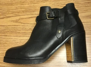 Top Shop Leather Buckle Heeled Ankle Boots, Black, 6.5 - Picture 1 of 7