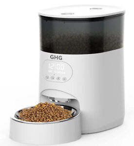 GHG Automatic Cat Feeder, 4L Auto Pet Food Dispenser with Stainless Steel Bowl,