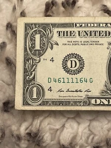 1 $ 2013 Radar Palindrome Fancy Seriennummer Trinary 46111164 - Bild 1 von 4