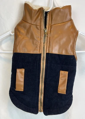 Abrigo para perro pana imitación cuero forro sherpa cremallera talla M Wag n’ Woof cálido Foto 1 de 4