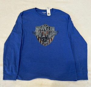 Camisa Wrangler Hombre Manga Larga - Azul - XL - Material Ligero, Suave - Logo Águila EE. UU. - Imagen 1 de 6