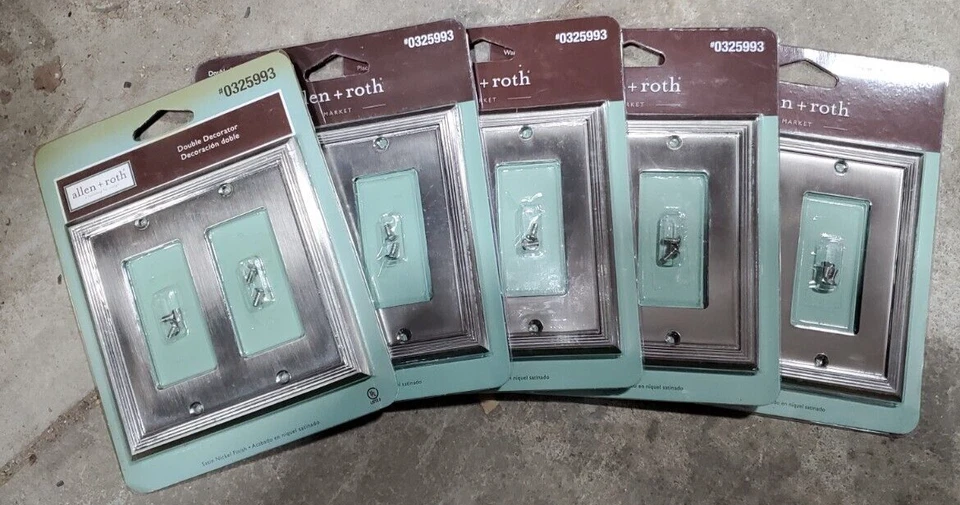 Allen Roth 2-gang Satin Nickel Decorator Rocker Metal Wall Plate Z1808rr-bni