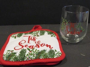 Bicchiere da vino Stemless TIS THE SEASON e set di 2 PORTA PENTOLE rosso Tis The Season - Foto 1 di 8