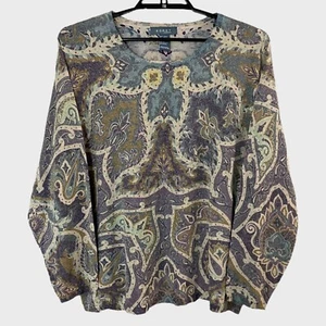 Koret Tapestry Metallic Printed Long-Sleeve Silk Blouse Women's Size 3X New - Picture 1 of 12