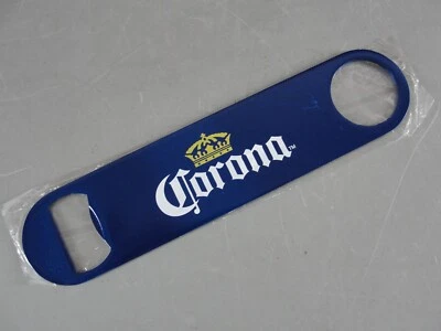 CORONA BEER 👑 STEEL METAL BOTTLE OPENER BARTENDER SPEED BAR TOOL BLUE METALLIC - Image 1 of 2