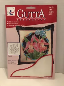 Arty’s Gutta Collection Silk Cushion Cover 100% Silk Orchid Flowers - Picture 1 of 6
