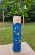 Boho Flower Vase Person Family 7½-inch  Hand Painted Unique Home Decor Gifts