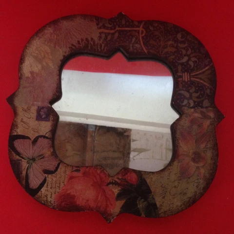 Decorative Hanging Romantic Mirror with Butterflies & Flowers Cover