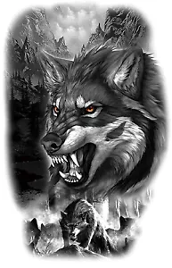 Tatuaje temporal patrón de lobo bosque resistente al agua una vez animal animales color - Imagen 1 de 4