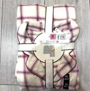 BNWT M&S IVORY & PINK CHECK REVER FLEECE PYJAMAS - XL 20 22 - Picture 1 of 3