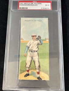 1911 T201 Roger Bresnahan / Miller Huggins Mecca Double Folders HOF graded PSA 5