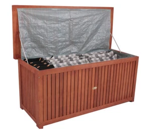 Garten Kissen Box Akazie Holz - 133x58x55 cm - Auflagen Truhe Hochlehner Polster - Bild 1 von 1