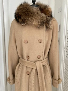 Made in Italy Langer Kaschmir & Lana Wolle Winter Trenchcoat Beige Damen Gr. L - Bild 1 von 12