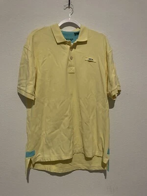 Orvis Mens Polo Size Large Blue Yellow 100% Cotton Sport Gold Fishing Shirt Peru - Imagem 1 de 4