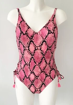 NEW F&F Pink Snakeskin Print Swimsuit UK 12 - Image 1 of 2
