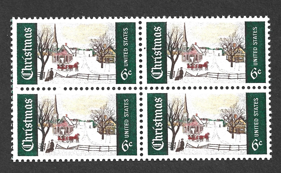 US STAMP 1384 CHRISTMAS NORWAY MAINE  6c BLOCK MINT NH OG FREE SHIP - Image 1 of 1