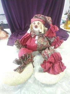 HAND MADE FLOK ART CLOWN 21 INCHES BY KOENT BEAN BODDY, HOLLOW LEGS STUFFER ARMS - Picture 1 of 9