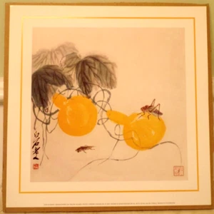Qi BaiShi (1864-1957) Chinese Painter /swiss Print/Grasshoppers on Yellow Gourds - Picture 1 of 8