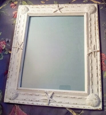 MARCO DE FOTOS PLAYA TALLADA MADERA CONCHA DISEÑO SHABBY CHIC 11.5X13.5 Foto 1 de 4