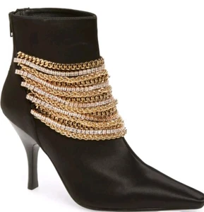 New JEFFREY CAMPBELL Change Embellished Satin Ankle Bootie Size 8 - New With BOX - Picture 1 of 12