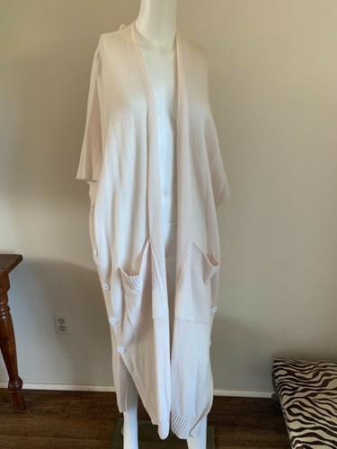 OFF WHITE CAPPOTTO MAGLIONE ROSETTA GETTY lana cashmere aperto davanti nuovo con etichette CS M $1800 immacolato