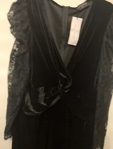 LITTLE MISTRESS LONDON BLACK VELVET WIDE LEG JUMPSUIT SZ 24 22 Simply Evans Lace - Picture 1 of 10