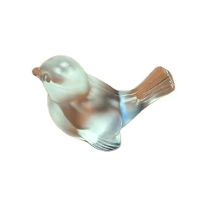 LALIQUE Glass Bird Frosted Satin Crystal Figurine Vintage France Looking Up - Picture 1 of 2