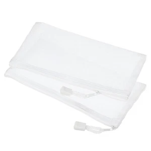 6Pcs Mesh Zipper Bags, A6 File Pouch Pencil Case Storage Pockets White - Picture 1 of 5