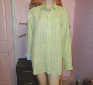 Tommy Bahama Breezer Shirt Size L Button Up Linen Cotton Long Sleeves Green NEW - Picture 1 of 14