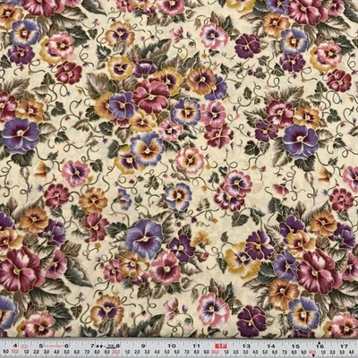 De colección Faye Burgos Marcus Brothers Metálico Pensamiento Crema Algodón por Media Yarda Foto 1 de 2