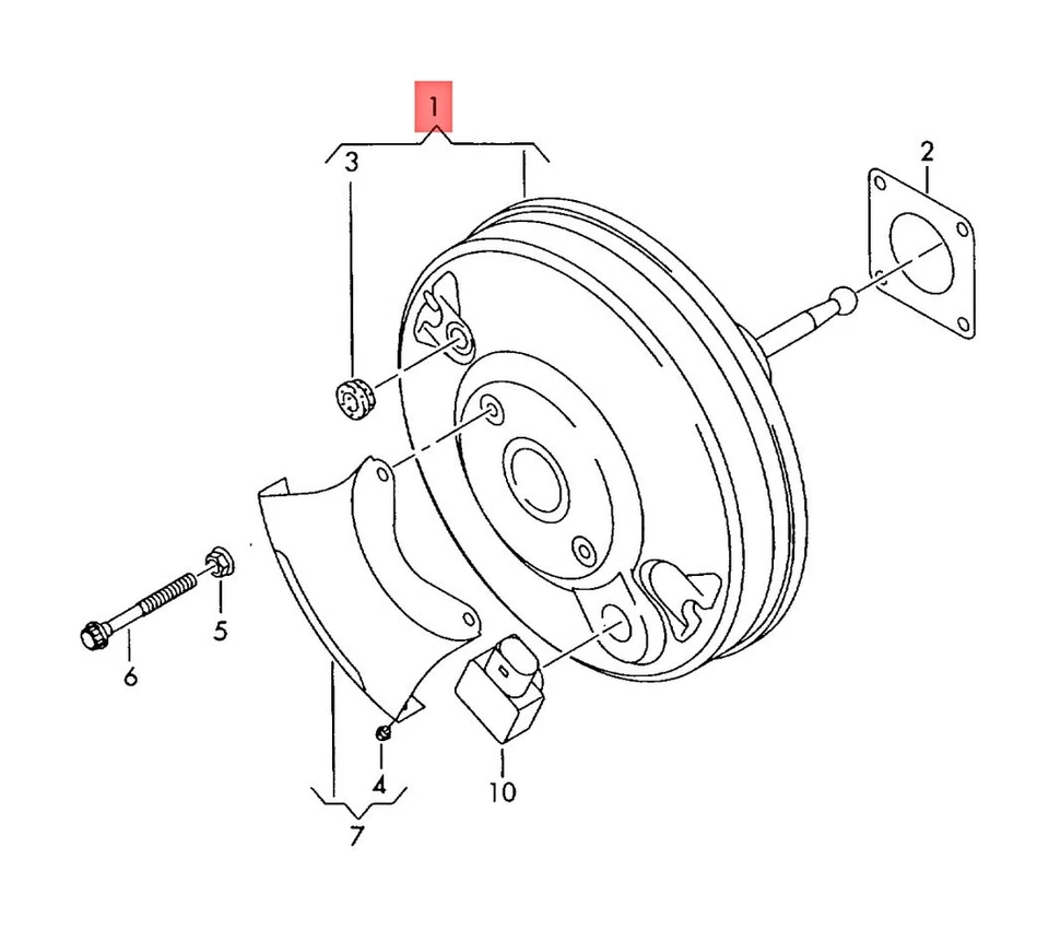 Genuine VW Golf Cabriolet R32 GTI Rabbit Brake Servo 1K1614106AC - Imagem 1 de 1