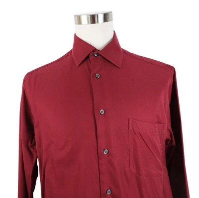 Camisa Pronto Uomo Para Hombre 16.5 36/37 Alto Vestido Sin Hierro Rojo Oscuro Foto 1 de 4