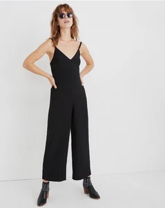 Madewell Thistle Cami Black Jumpsuit Wide Leg Smocked Size 00 XS Black NEW - Picture 1 of 6
