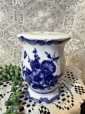 1023. Soporte grande para cepillo de dientes/cepillo de maquillaje azul y blanco Foto 1 de 4