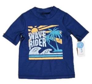 Carter's Boy Rash Guard 4T Swim Shirt UPF 50+ Short Sleeve Wave Rider Graphic - Picture 1 of 5