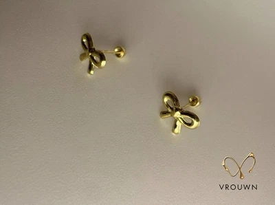 Pendientes de oro macizo cinta circón oro amarillo 10k auténticos por joyería marrón Foto 1 de 2