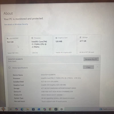 Razer Blade Stealth 13" RZ09 2016 i7-6500U 2.5GHz 128GB SSD 8GB DDR4 Negro C/Dnt Foto 1 de 4