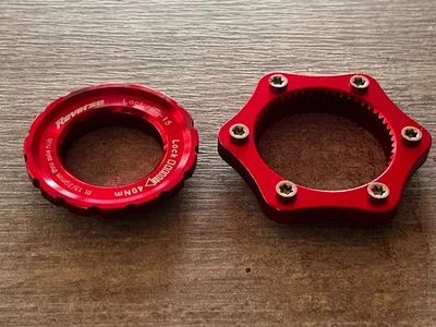 2x Reverse Centerlock Adapter  auf 6-Loch Scheibenbremse rot Mountainbike - Bild 1 von 3