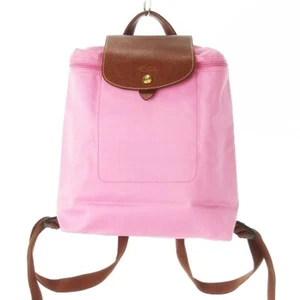Longchamp Le Pliage Backpack Nylon Leather Logo Pink - Picture 1 of 9