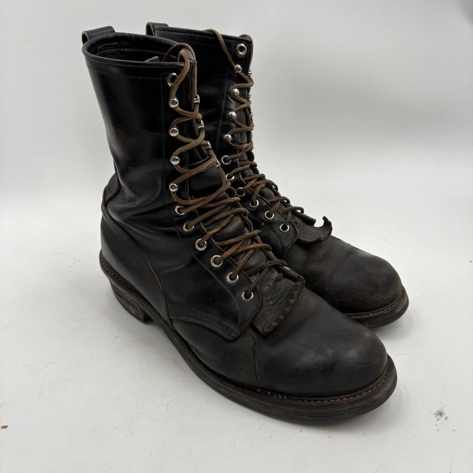 Botas Leñadoras Vibram 11 C De Colección Red Wing Para Hombre Cuero Negro Hechas en EE. UU. Foto 1 de 4