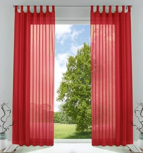 2er Pack Schlaufenschal uni transparent Voile, HxB  225x140 cm, Rot - Bild 1 von 9