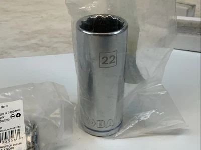KOBALT  337733,  22mm  1/2 Drive Deep 12pt Metric Socket-New-Store Packaging - Image 1 of 4