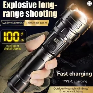 Linterna LED súper brillante recargable táctica potente lámpara antorcha luz de trabajo - Imagen 1 de 19