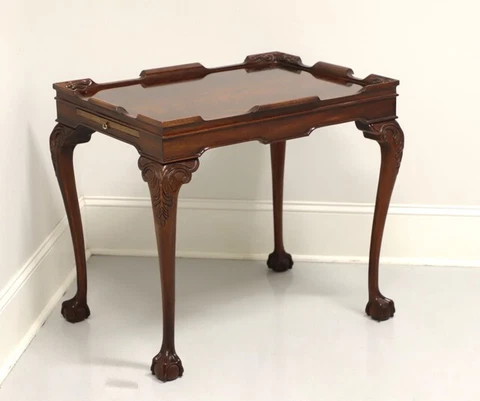 Late 20th Century Solid Flame Mahogany Chippendale Tea Table A Cover