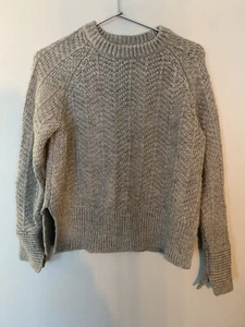 H&M Damen Rundhals Cropped Strick Acryl Pullover Grau X Small - Bild 1 von 5