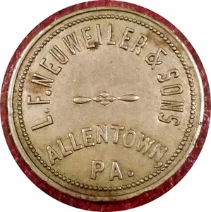 Ficha Pa Allentown 1915 L.F. NEUWEILER BREWERY ~ BUENA PARA 80c EN ESTUCHE DE CERVEZA - Imagen 1 de 2