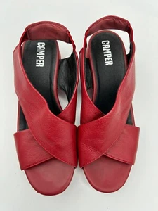 Camper rote Leder Criss Cross Slingback bequeme Sandalen 38 8 - Bild 1 von 4