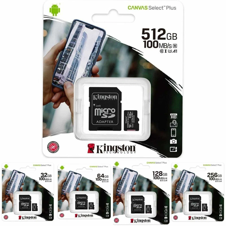 Kingston Micro SD Canvas Select Plus 32gb 64gb 128gb 256gb 512gb memoria SDCS2 - Immagine 1 di 1