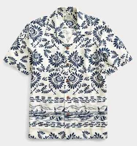 RARE RRL Ralph Lauren Hawaiian Inspired Linen Camp Shirt-MEN-M - Picture 1 of 8